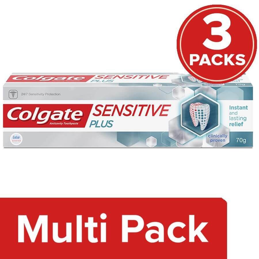 Colgate Sensitive Plus Toothpaste - Anticavity, 3x70 g (Multipack)